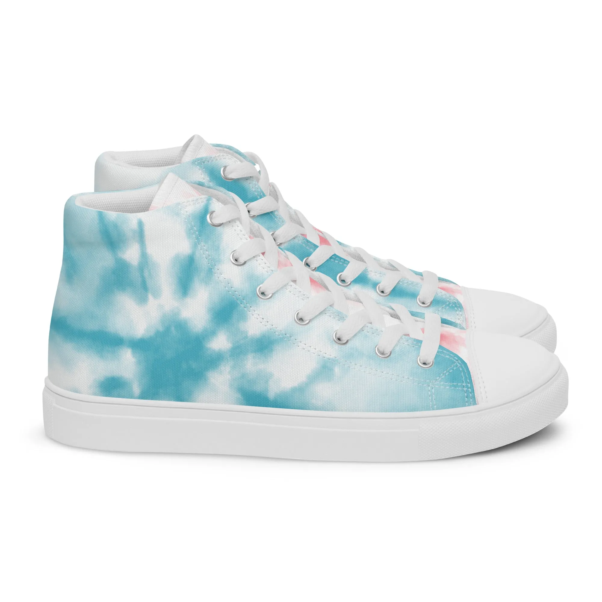 Tie Dyed Trans Pride High Top Trainers (female sizes)