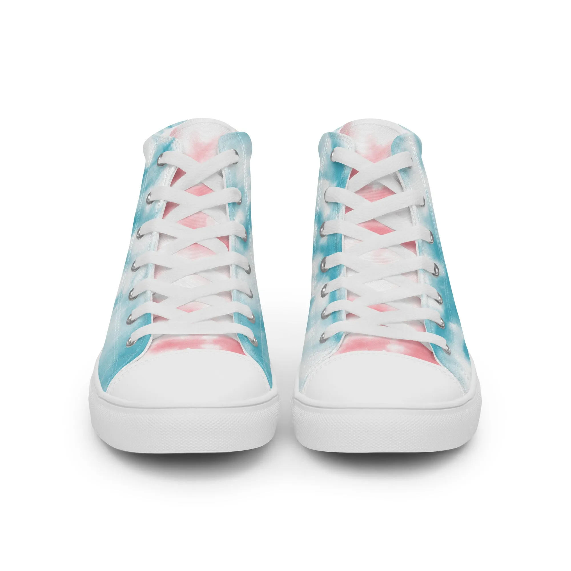 Tie Dyed Trans Pride High Top Trainers (female sizes)