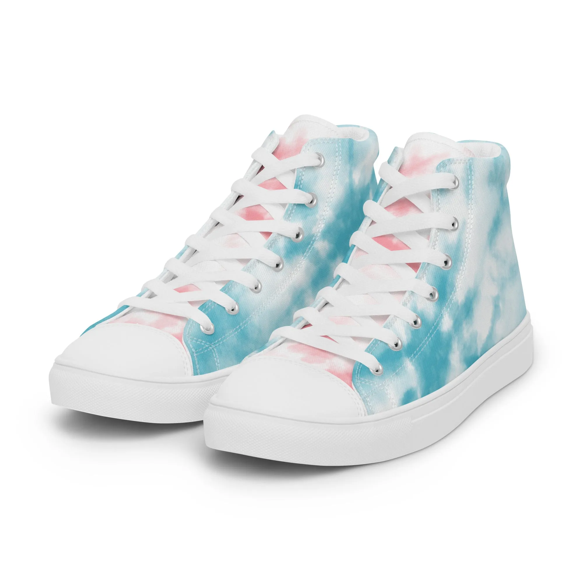 Tie Dyed Trans Pride High Top Trainers (female sizes)