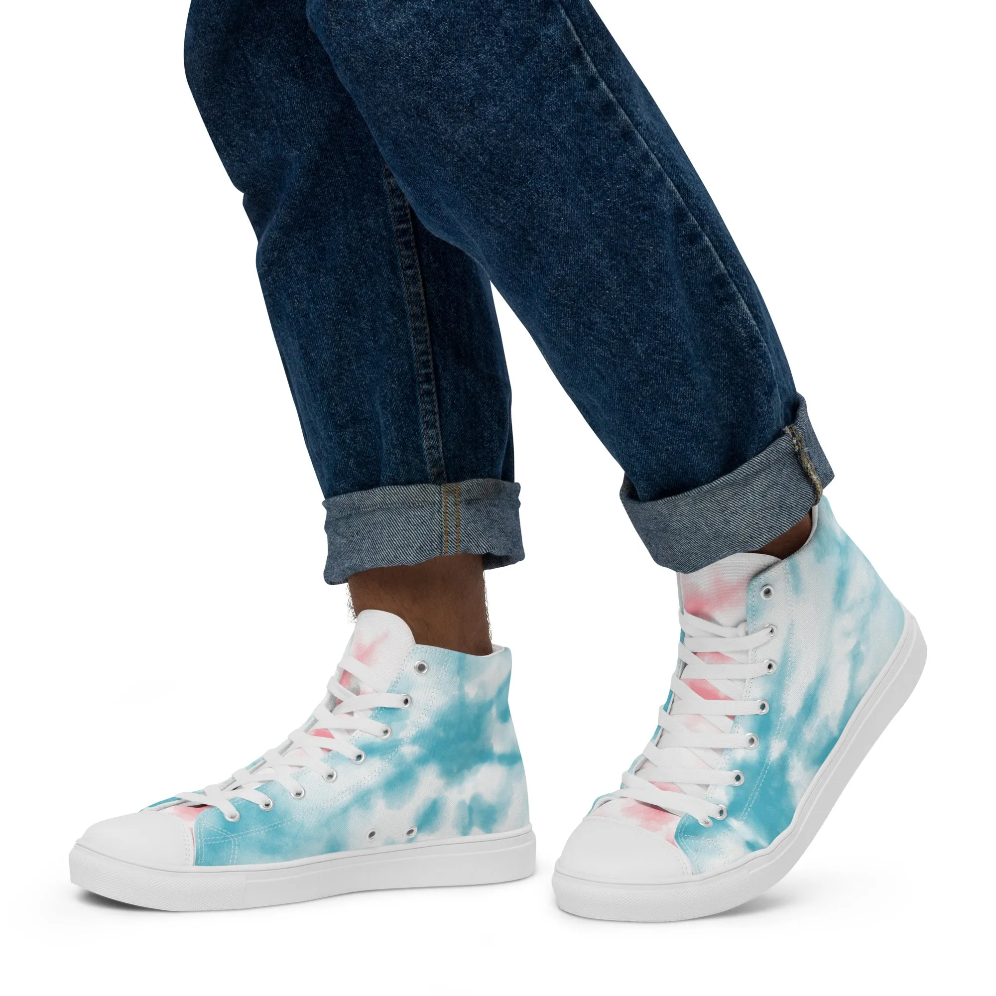 Tie Dyed Trans Pride High Top Trainers (male sizes)