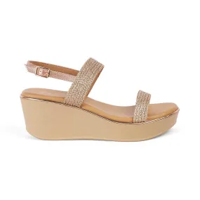 Tresmode Adola Champagne Women's Dress Wedge Sandals