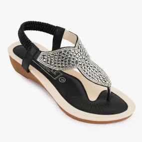 Wedge embellished heeled sandal