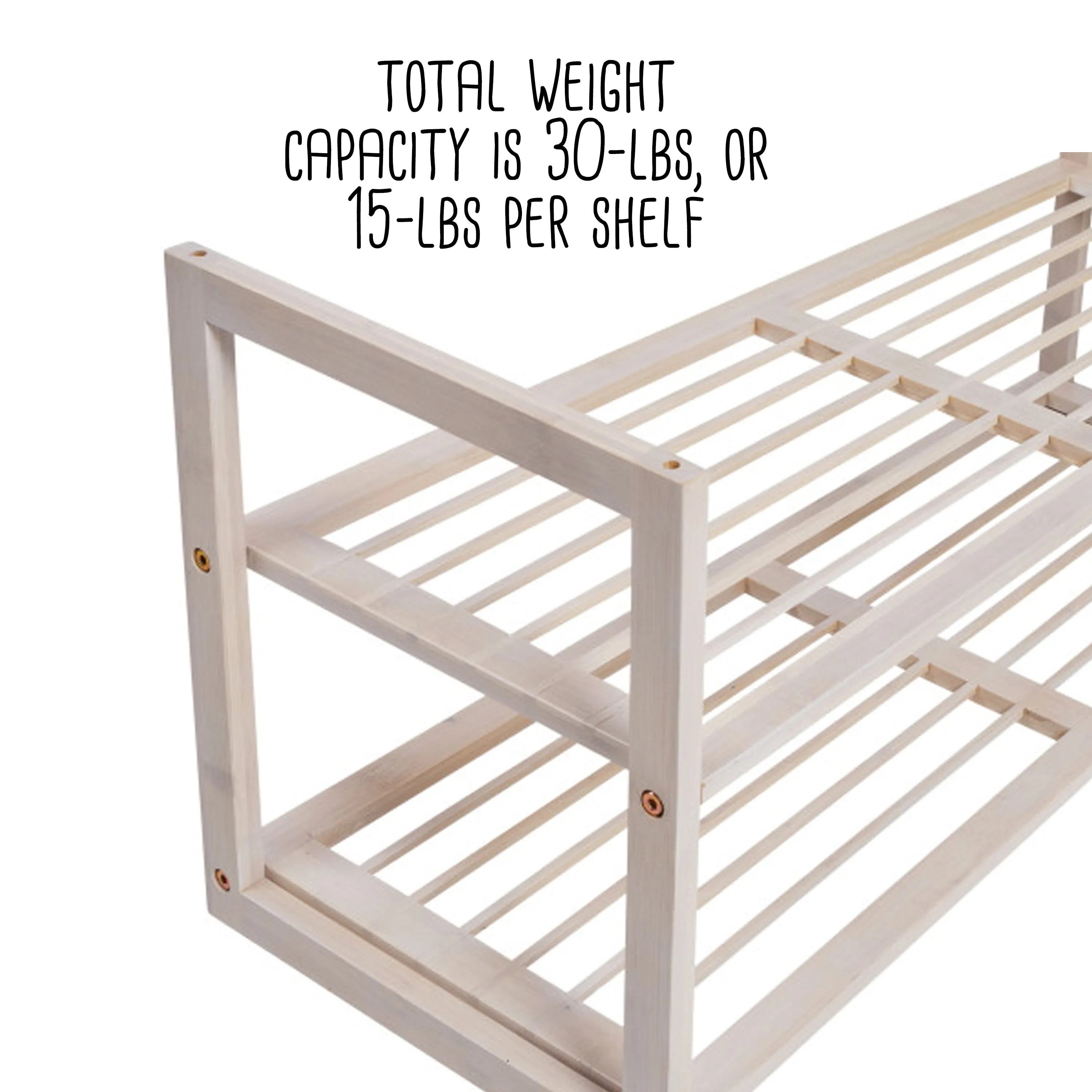 White Wash 2-Tier Stackable Bamboo Shoe Rack