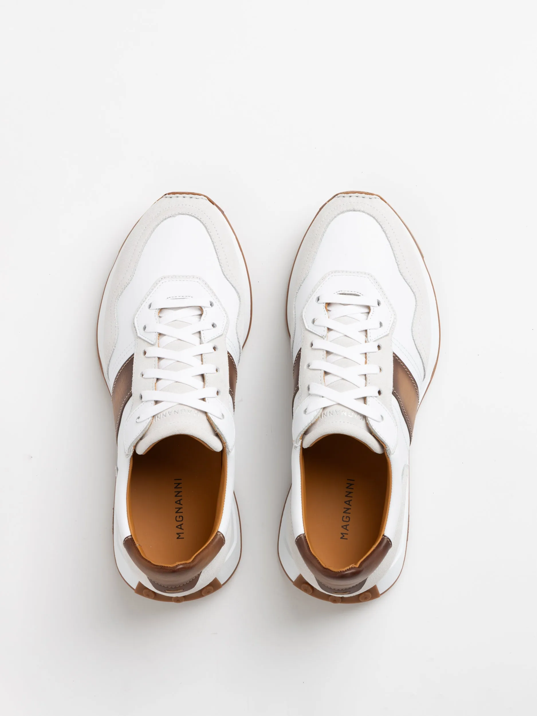 White/Brown Leather Romero Sneakers