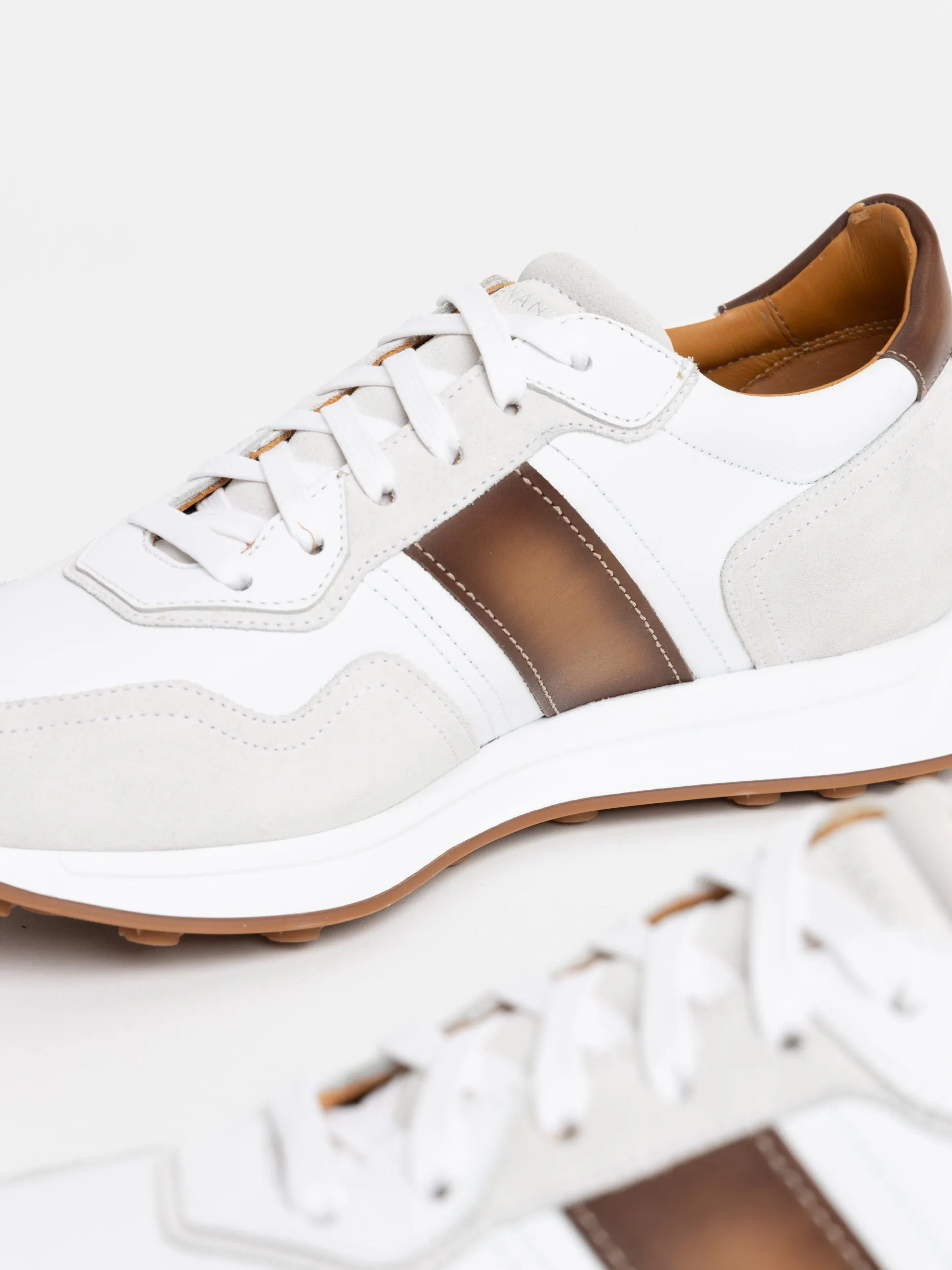 White/Brown Leather Romero Sneakers