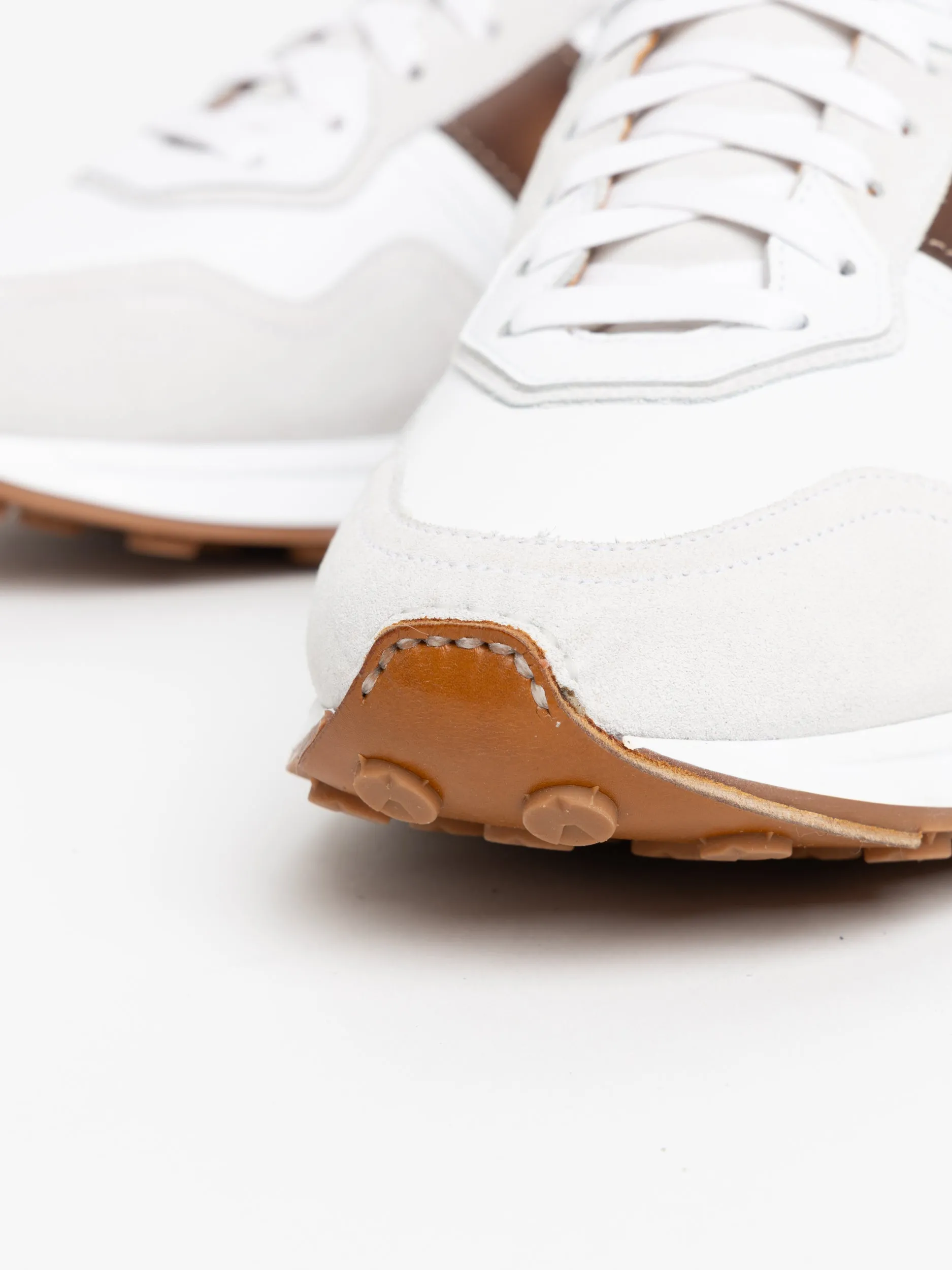 White/Brown Leather Romero Sneakers