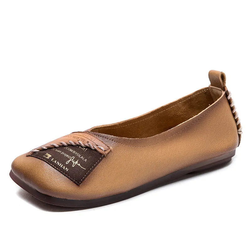 Women Retro Soft Leather Comfort Flats