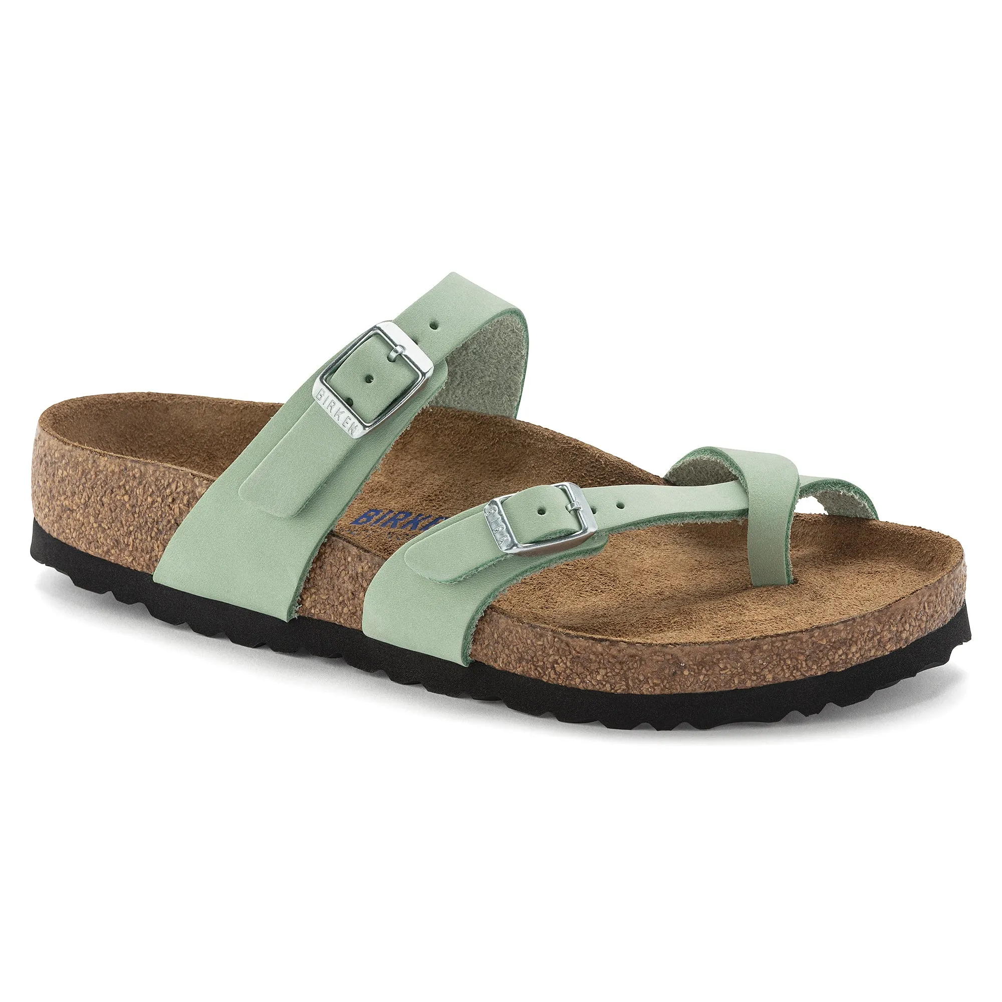 Women's Birkenstock Mayari Soft Footbed Nubuck Leather Color: Matcha