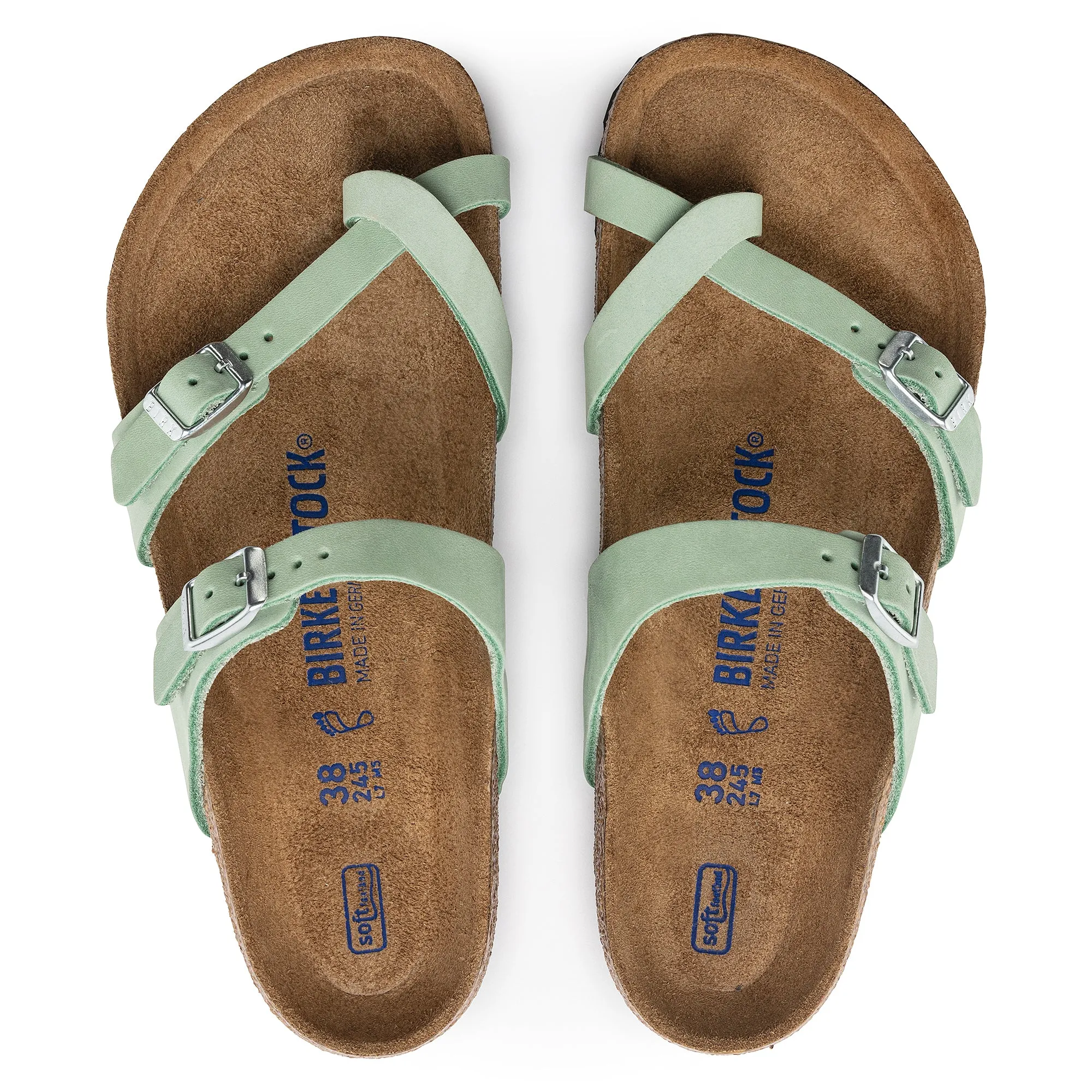 Women's Birkenstock Mayari Soft Footbed Nubuck Leather Color: Matcha