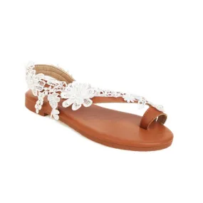 Women's Flip Flops Lace Flora Hollow Out Flat Sandals