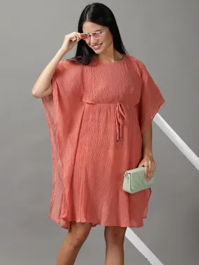 Women's Peach Solid Kaftan Dress