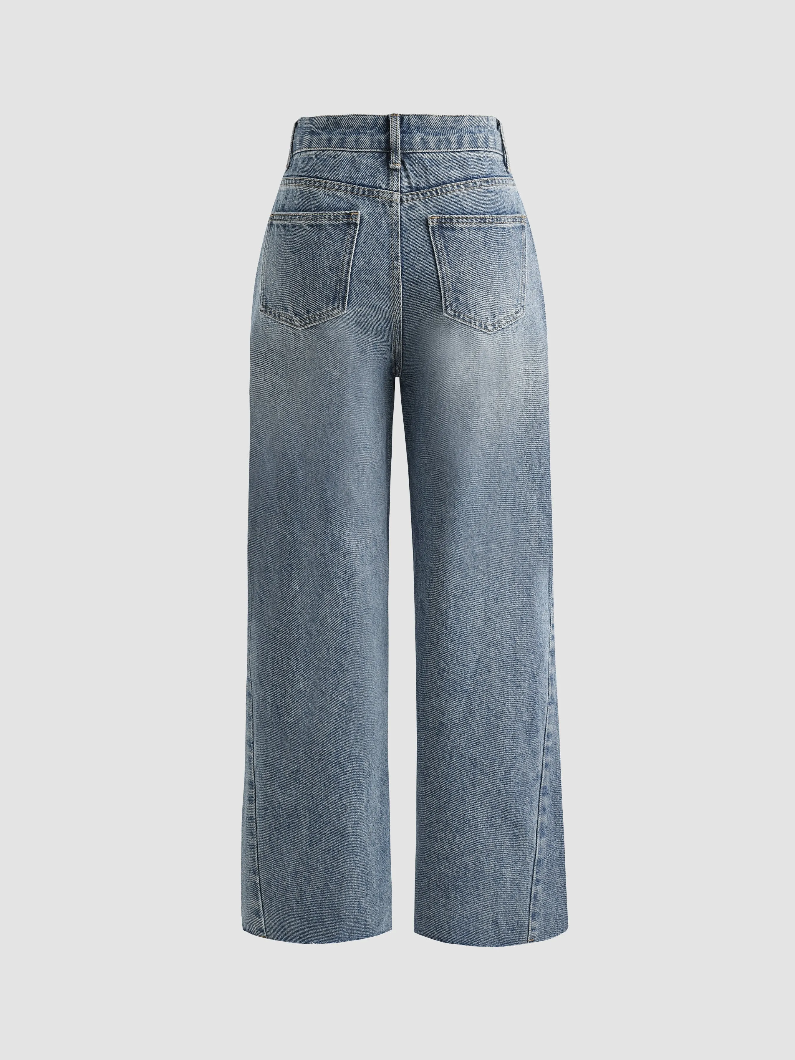 Women's Relaxed Washed Denim Jeans with Pockets