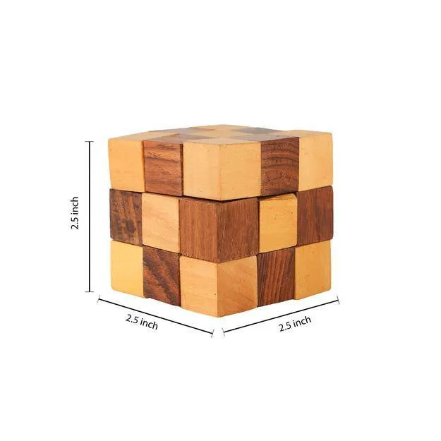 Wooden IQ Teaser Puzzle | Adult Snake Cube (2.5x2.5x2.5-inch)