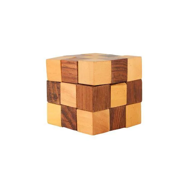 Wooden IQ Teaser Puzzle | Adult Snake Cube (2.5x2.5x2.5-inch)