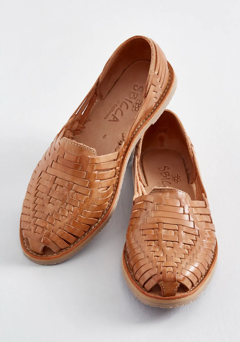 Woven Wanderer Leather Flat